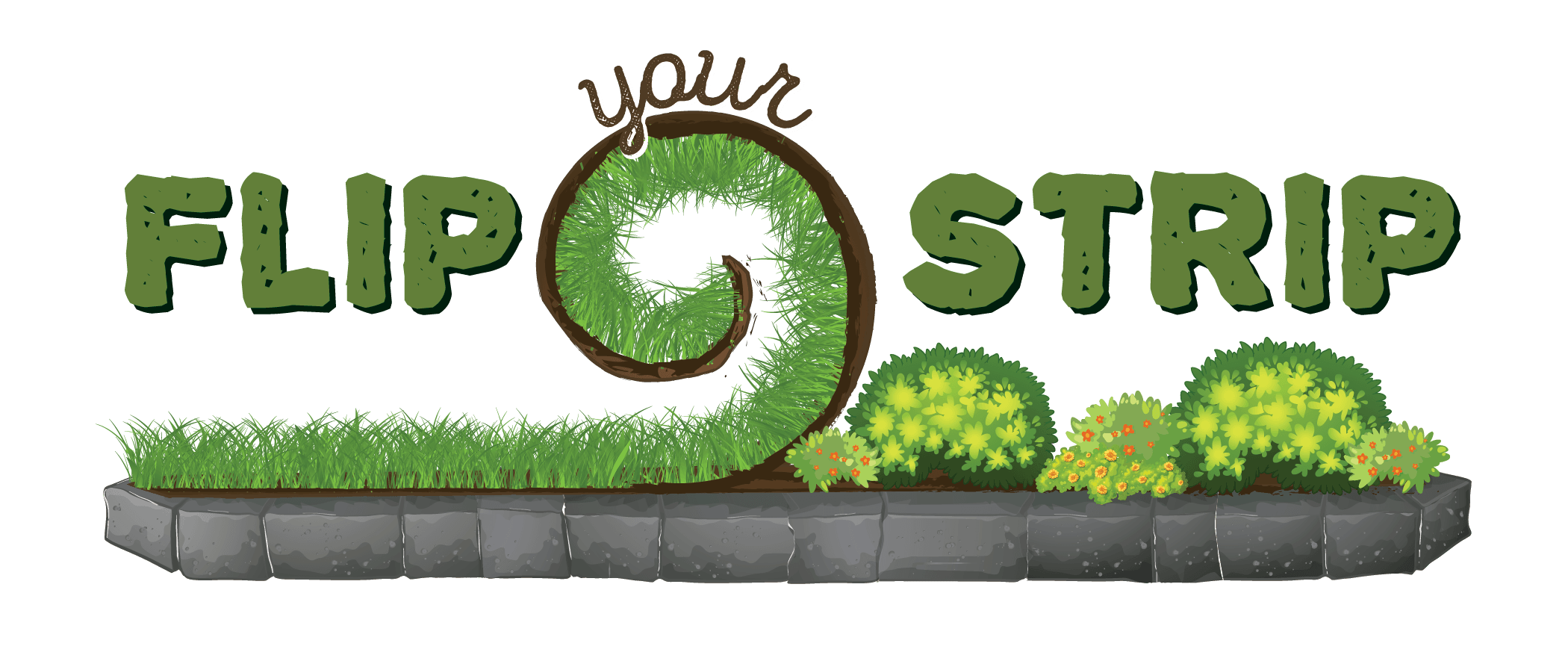 Illustration of sod being pulled up and being replaced by drought-friendly plants.