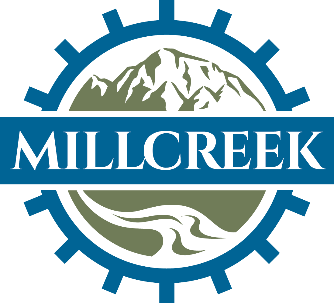 Millcreek Logo with blue outline and green interior
